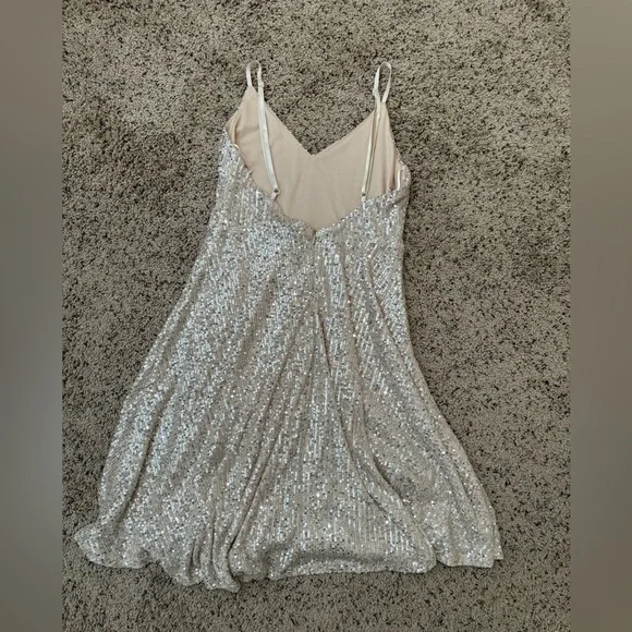 Sugarfox Glittering Tan Prom Dress with adjustable straps - Picture 3 of 5